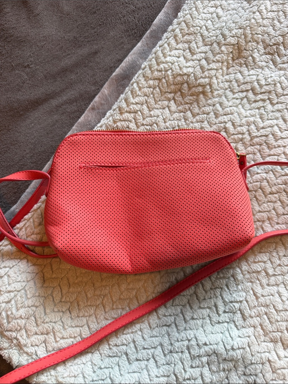 Universal Thread Coral Perforated Crossbody Bag
